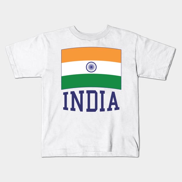 India Flag in Tricolor with Ashoka Chakra Desi Indian Kids T-Shirt by alltheprints